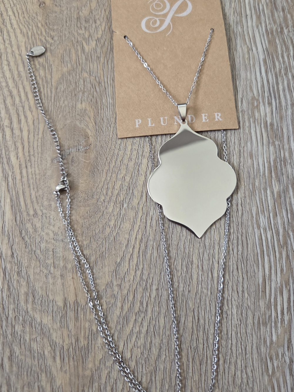 Plunder Silver Mirrored Multi-Layer Pendant Necklace